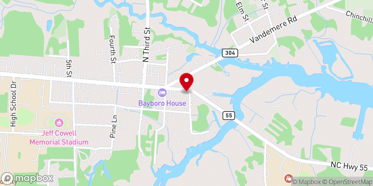 Map showing location of Bayboro Missionary Baptist Church