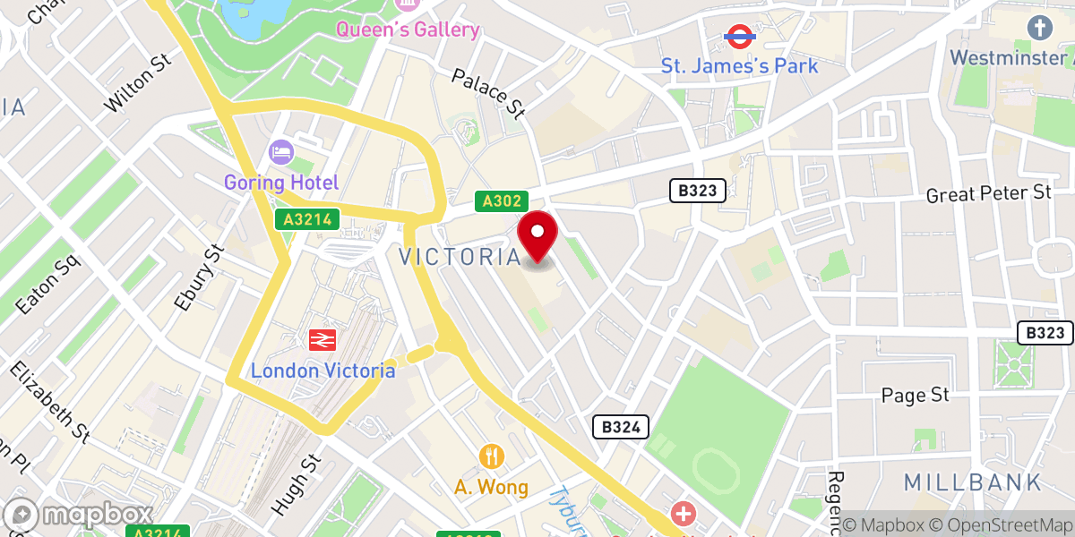 Map showing location of Westminster Cathedral