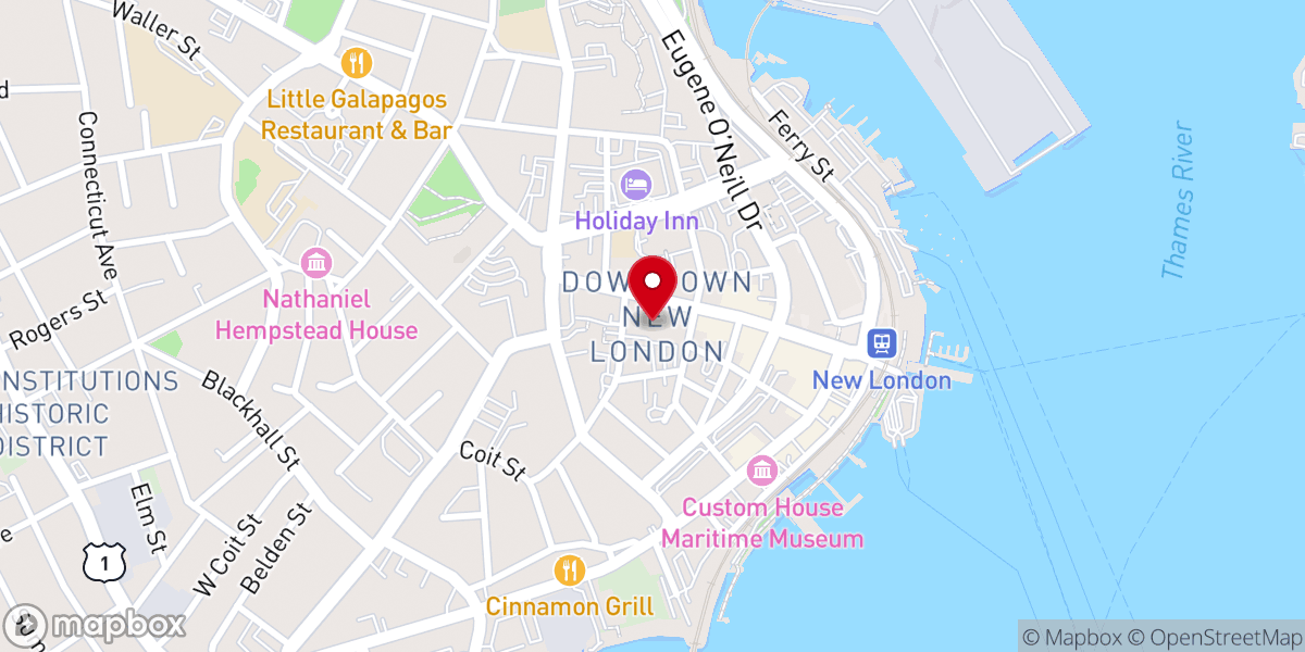 Map showing location of Church Of The City, New London