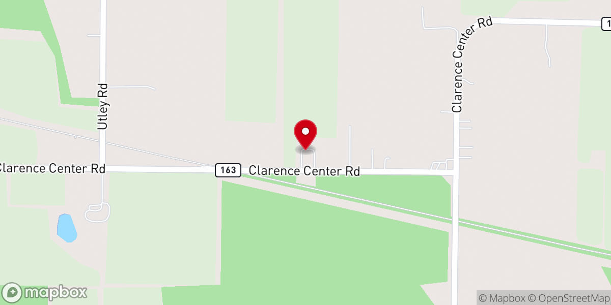 Map showing location of Clarence Center Church