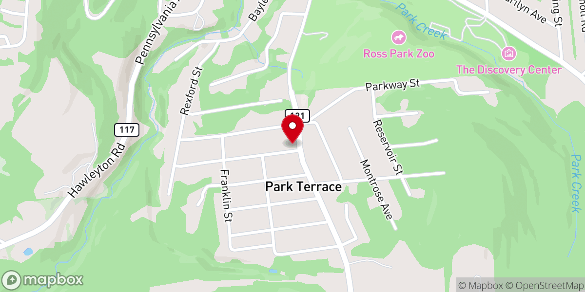 Map showing location of Park Terrace Baptist Church