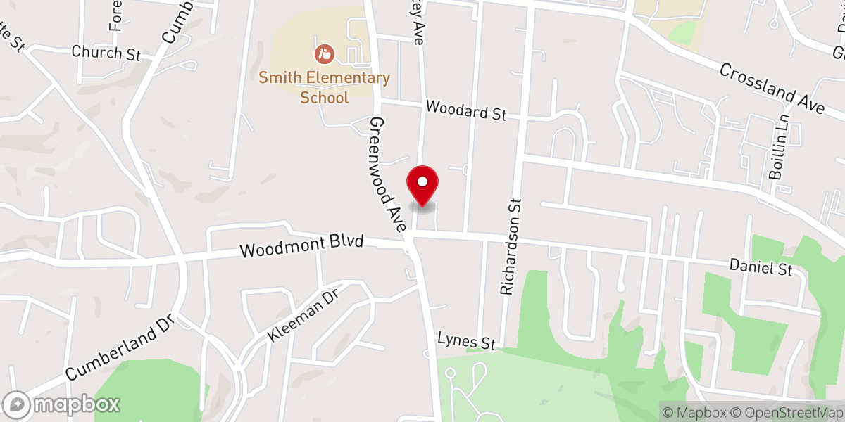 Map showing location of Gracy Avenue Baptist Church