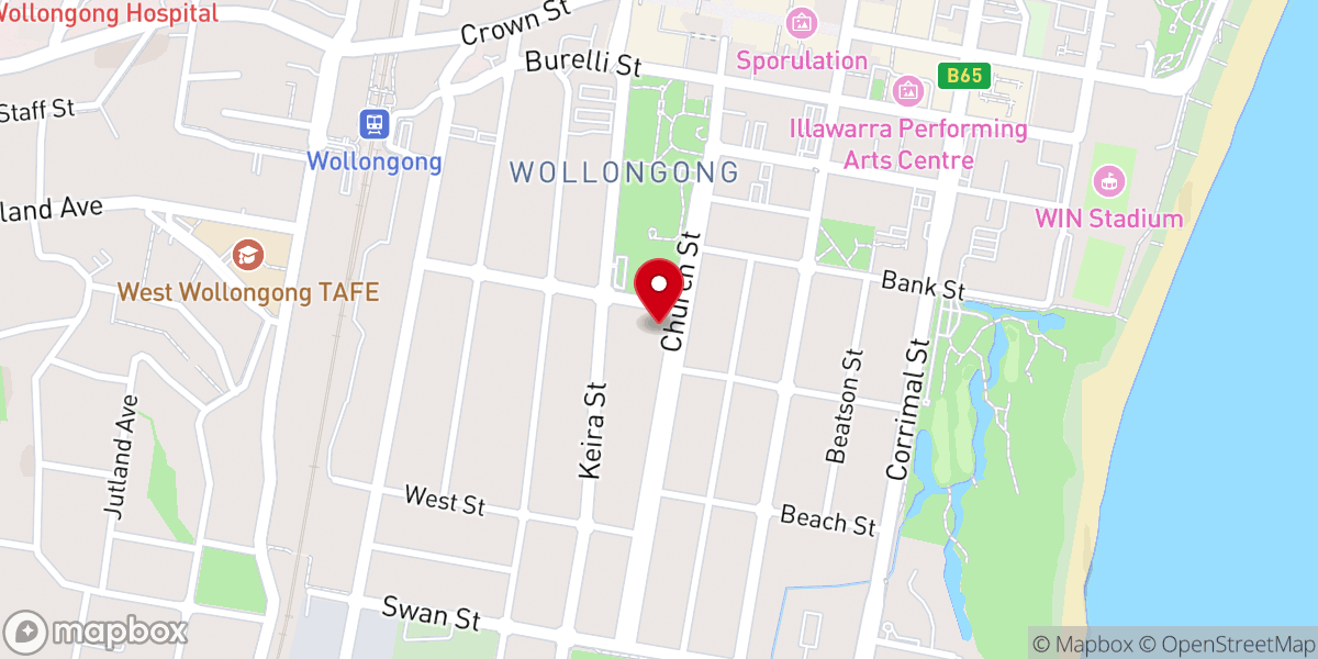 Map showing location of City of Wollongong Band Hall