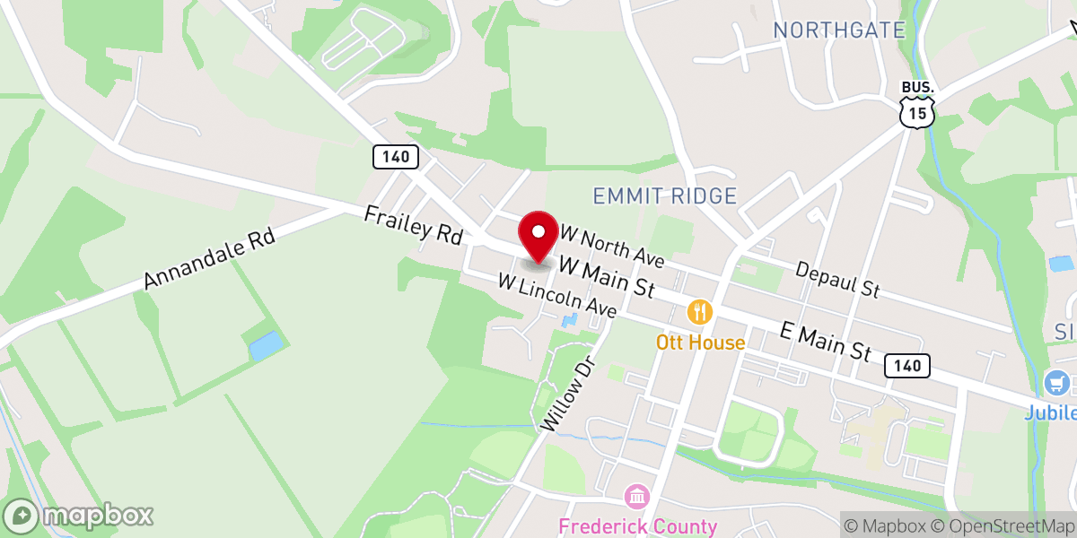 Map showing location of Emmitsburg Presbyterian Church