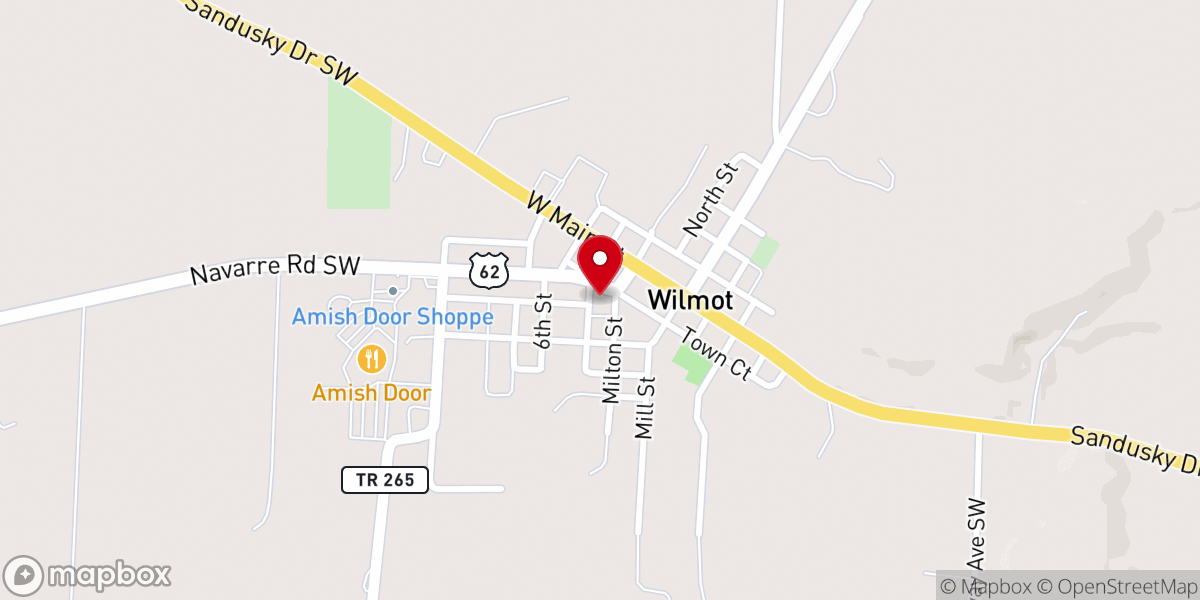 Map showing location of Wilmot Methodist Church