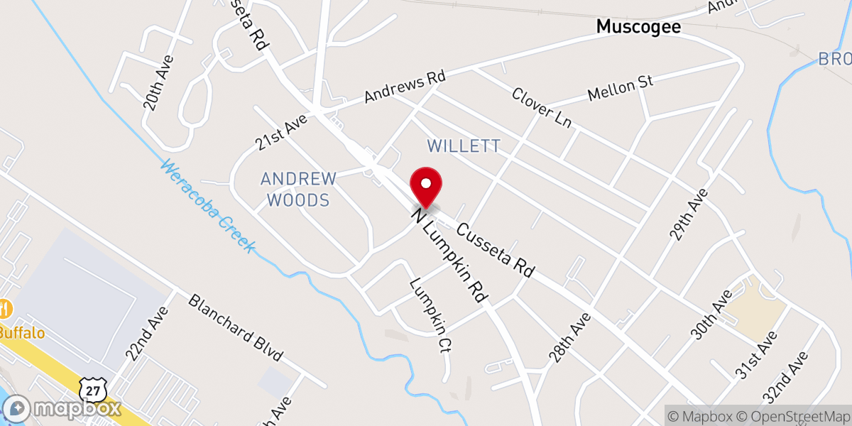 Map showing location of Cusseta Road Christian Center