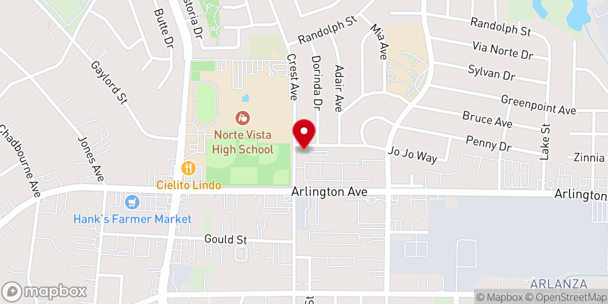 Map showing location of Crest Avenue Baptist Church