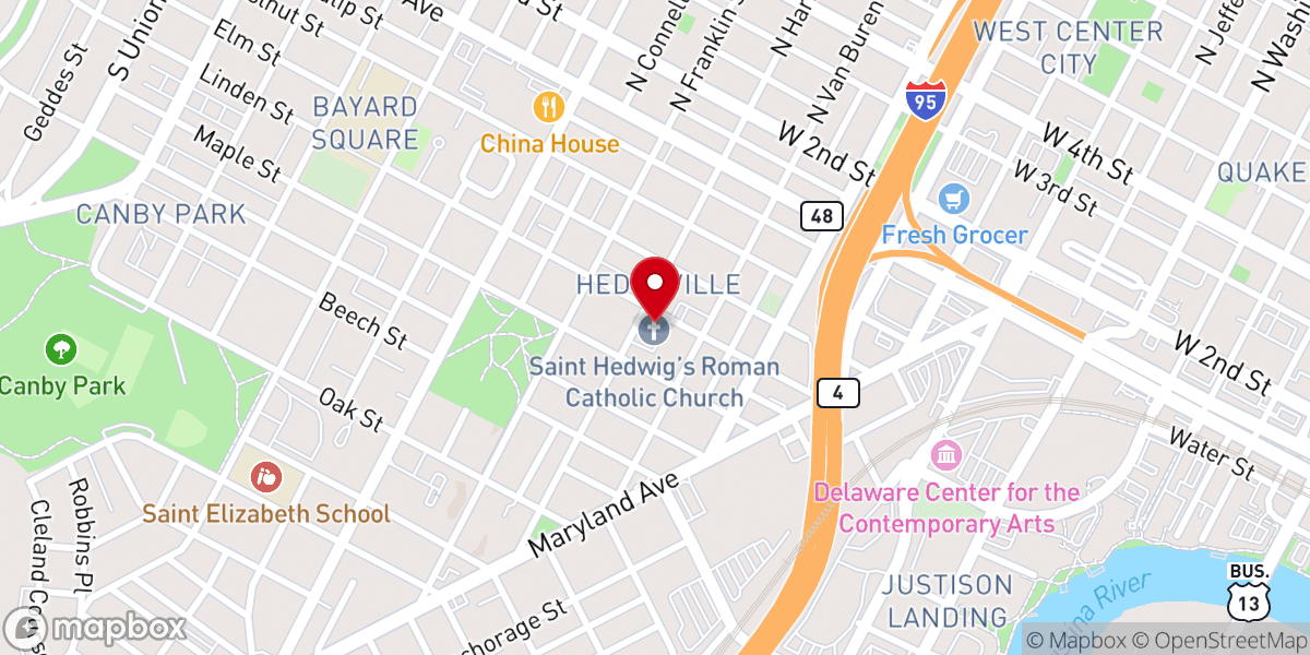 Map showing location of St. Hedwig Roman Catholic Church
