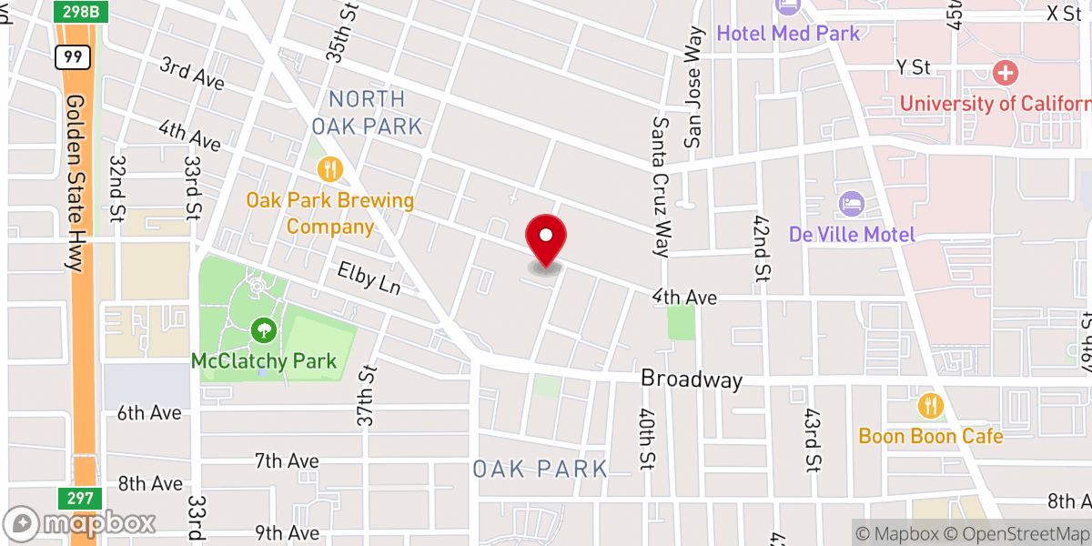 Map showing location of City Church of Sacramento