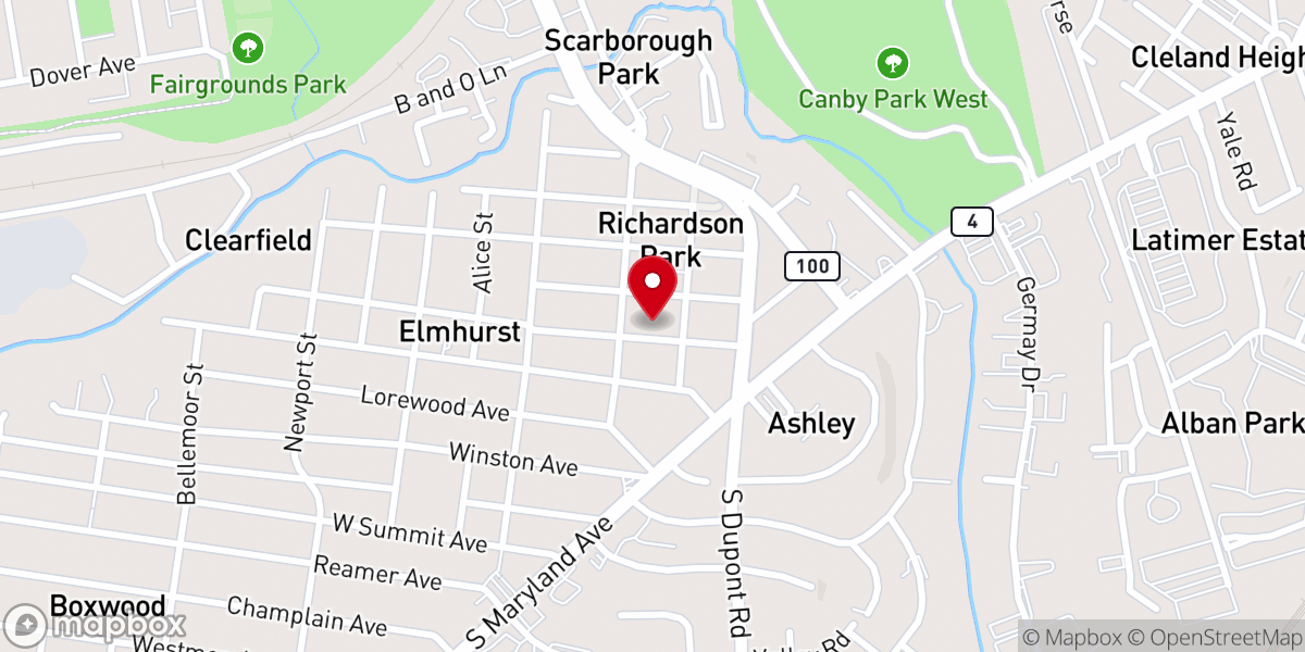 Map showing location of Wilmington Church of the Brethren