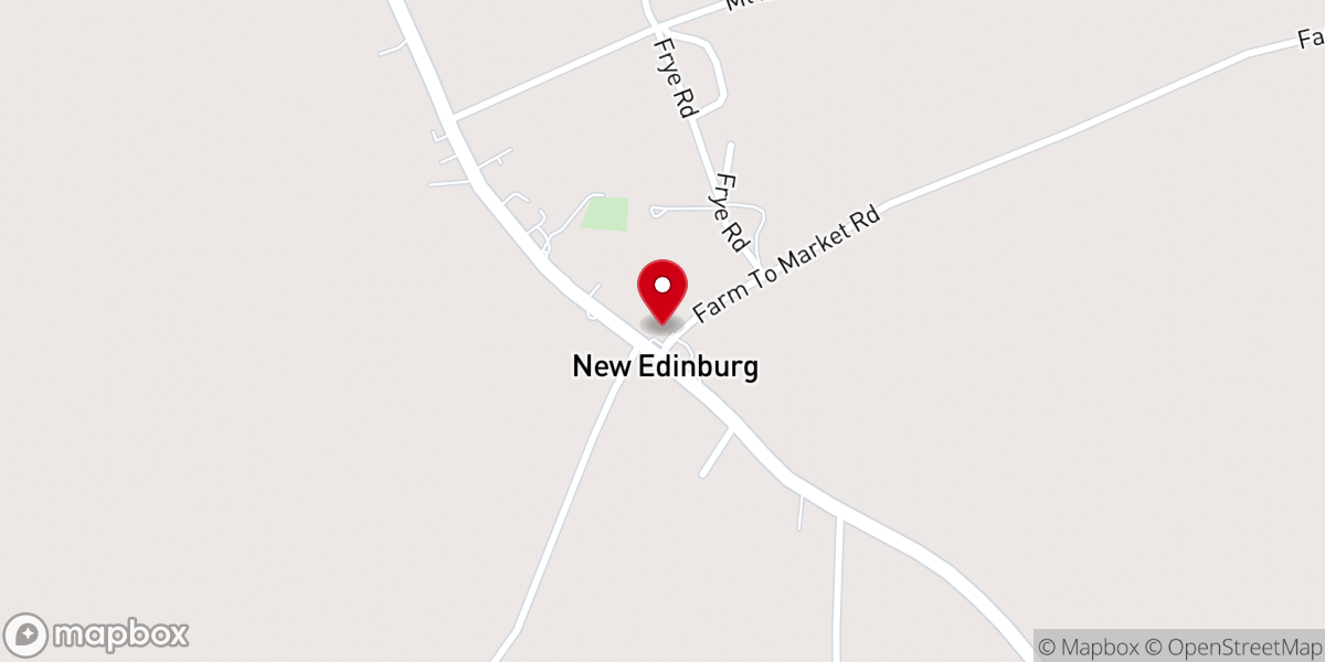 Map showing location of First Baptist Church of New Edinburg