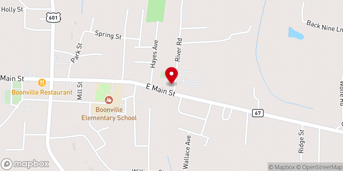 Map showing location of Boonville First Presbyterian Church