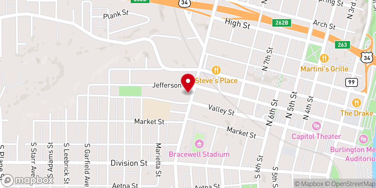 Map showing location of St. John A M E Church