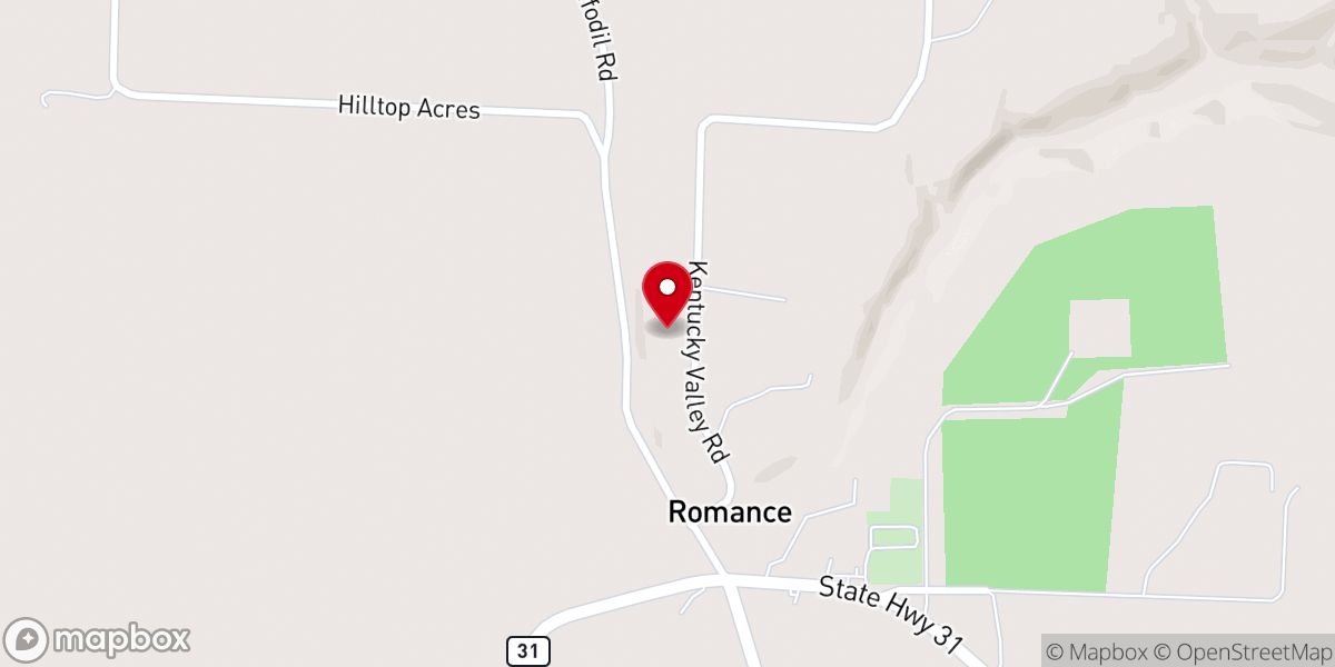 Map showing location of Romance Missionary Baptist Church