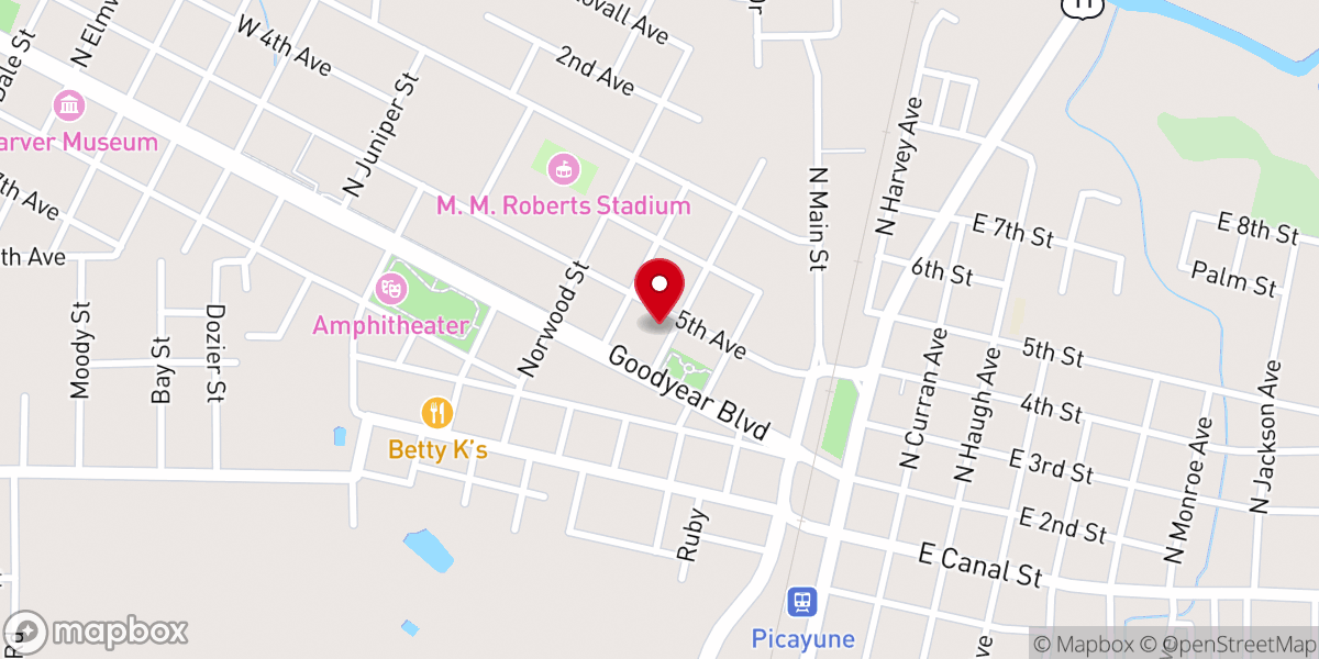 Map showing location of First Presbyterian Church