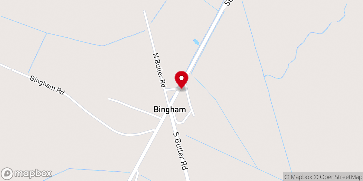 Map showing location of Bingham Church