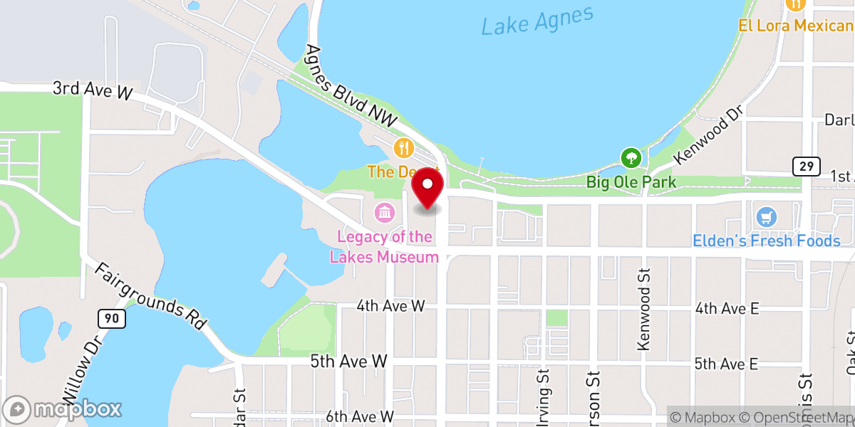 Map showing location of Runestone Museum Foundation