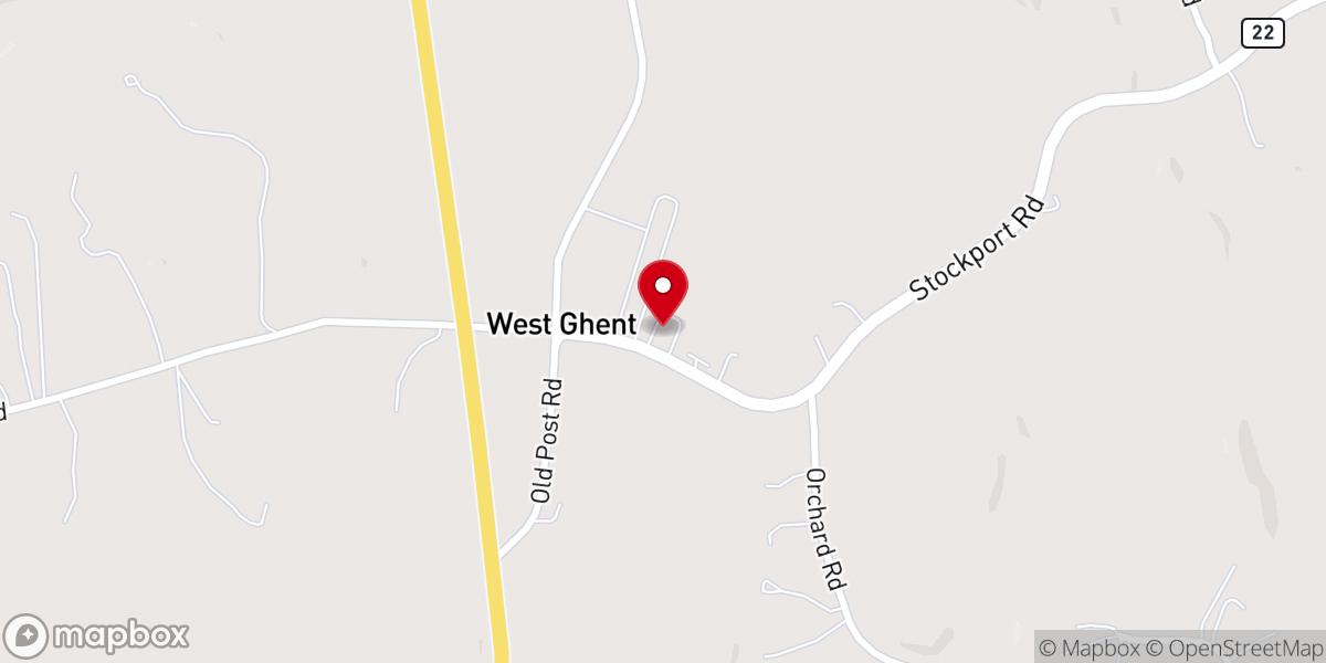 Map showing location of Ghent Reformed Church