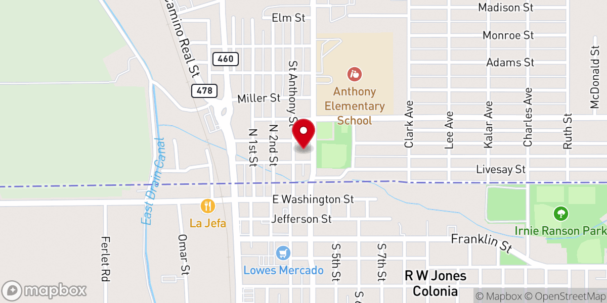 Map showing location of Saint Anthony Parish Hall