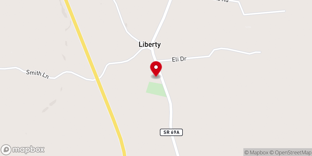 Map showing location of Liberty Community Church