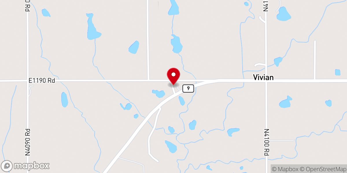 Map showing location of Vivian Church
