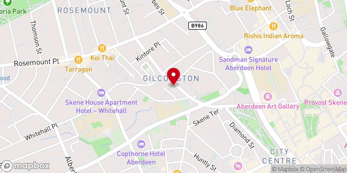 Map showing location of Bon Accord Free Church