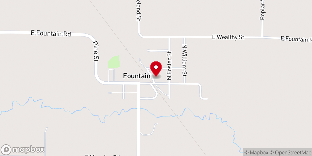 Map showing location of Fountain Village Hall