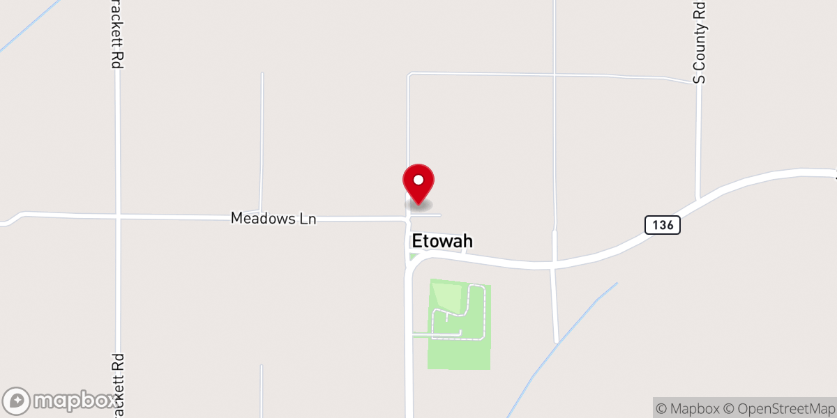 Map showing location of Etowah Baptist Church