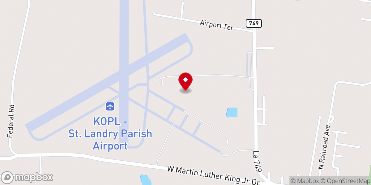 Map showing location of St. Landry Parish Animal Control