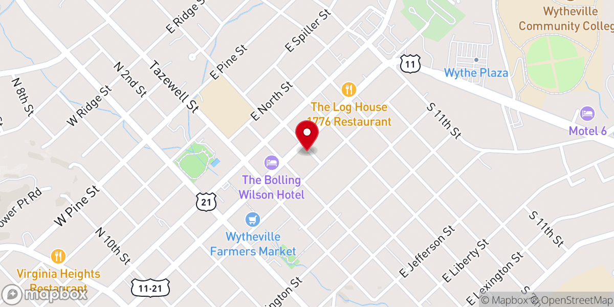 Map showing location of St John's Episcopal Church