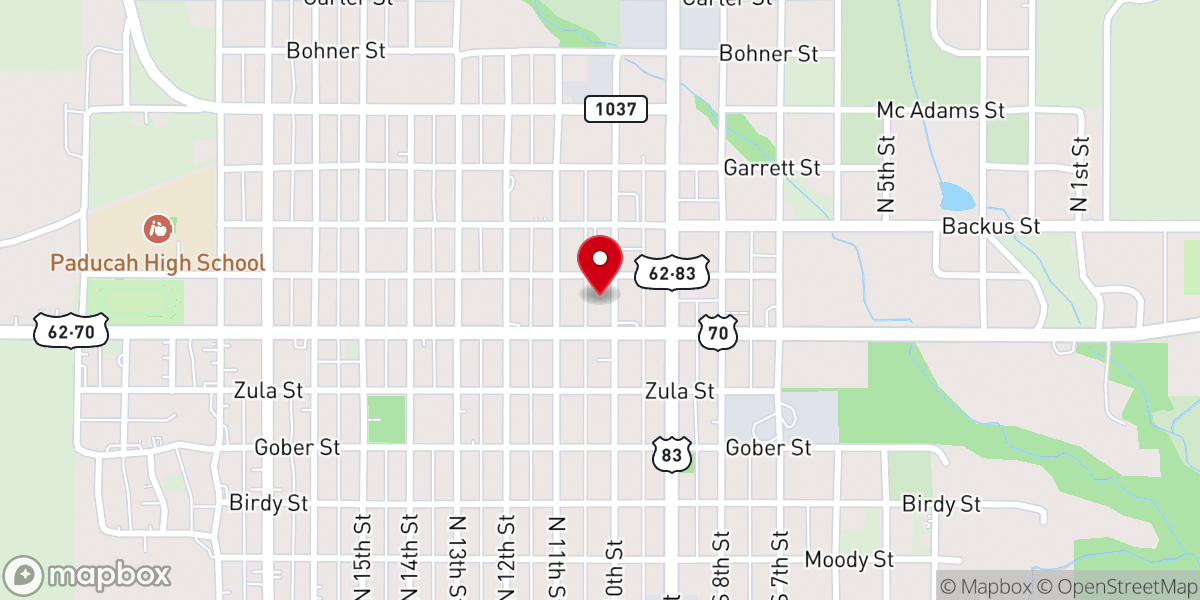 Map showing location of First United Methodist Church of Paducah