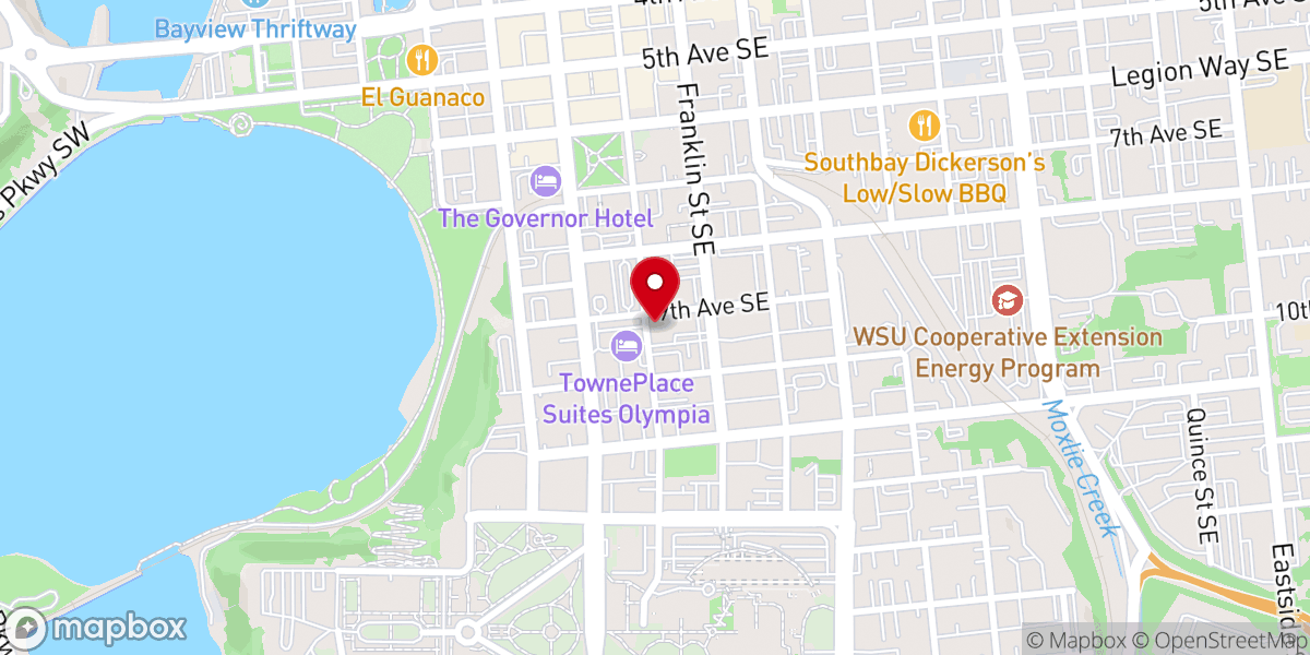Map showing location of Olympia First Baptist Church