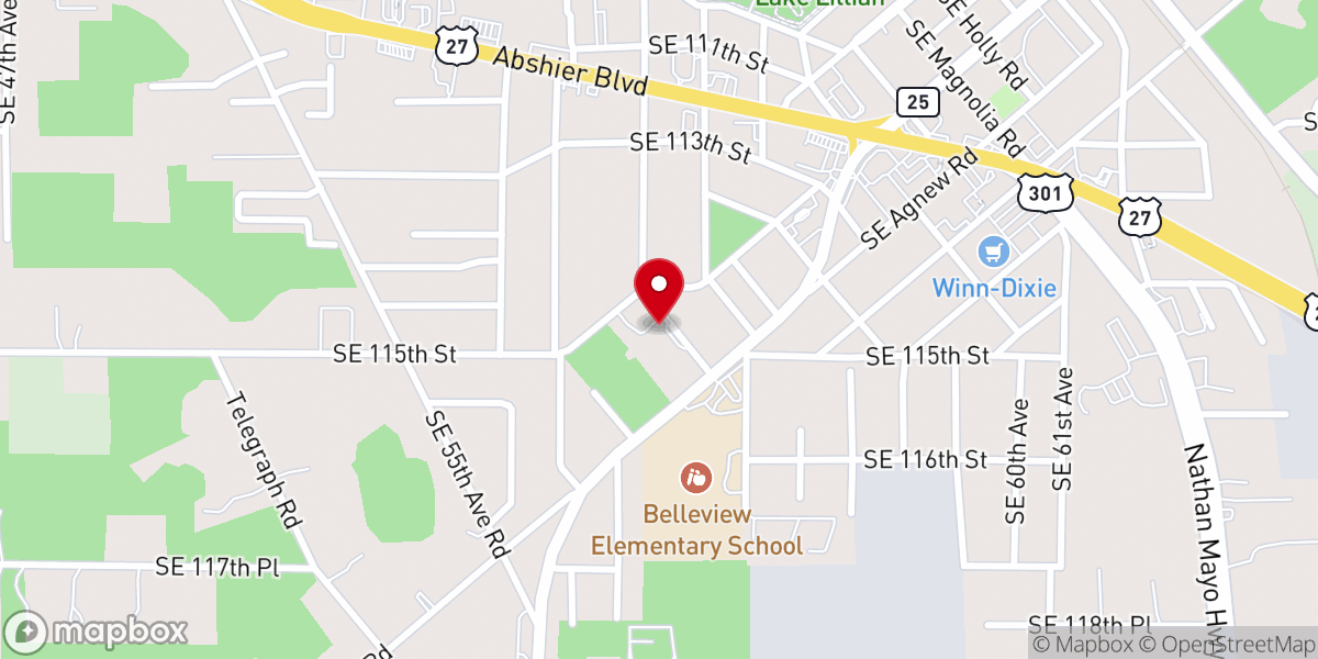 Map showing location of Belleview United Methodist Church