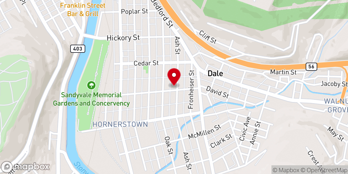 Map showing location of Grace Pentecostal Church
