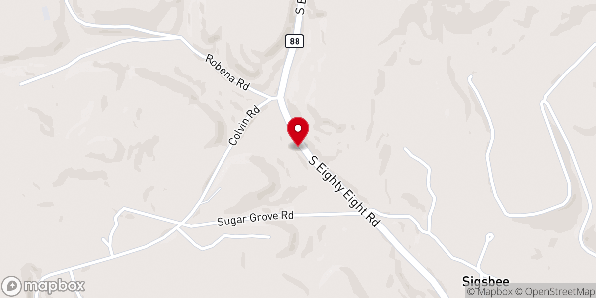 Map showing location of Sugar Grove Baptist Church