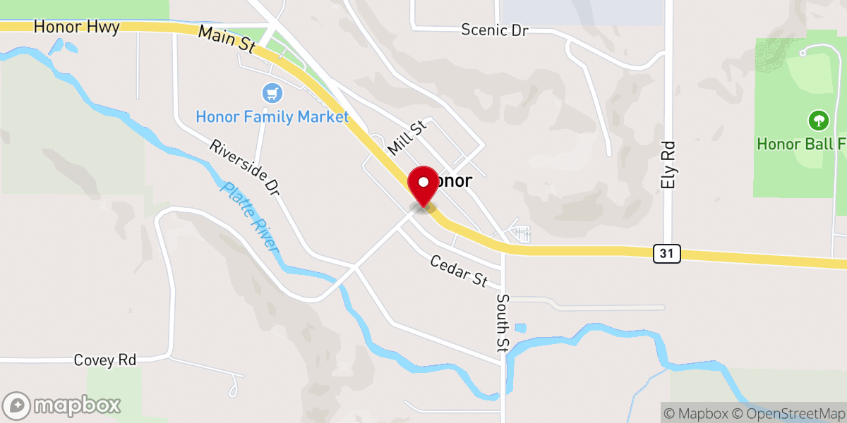 Map showing location of Benzie Food Partners Food Pantry - Food Distribution Center