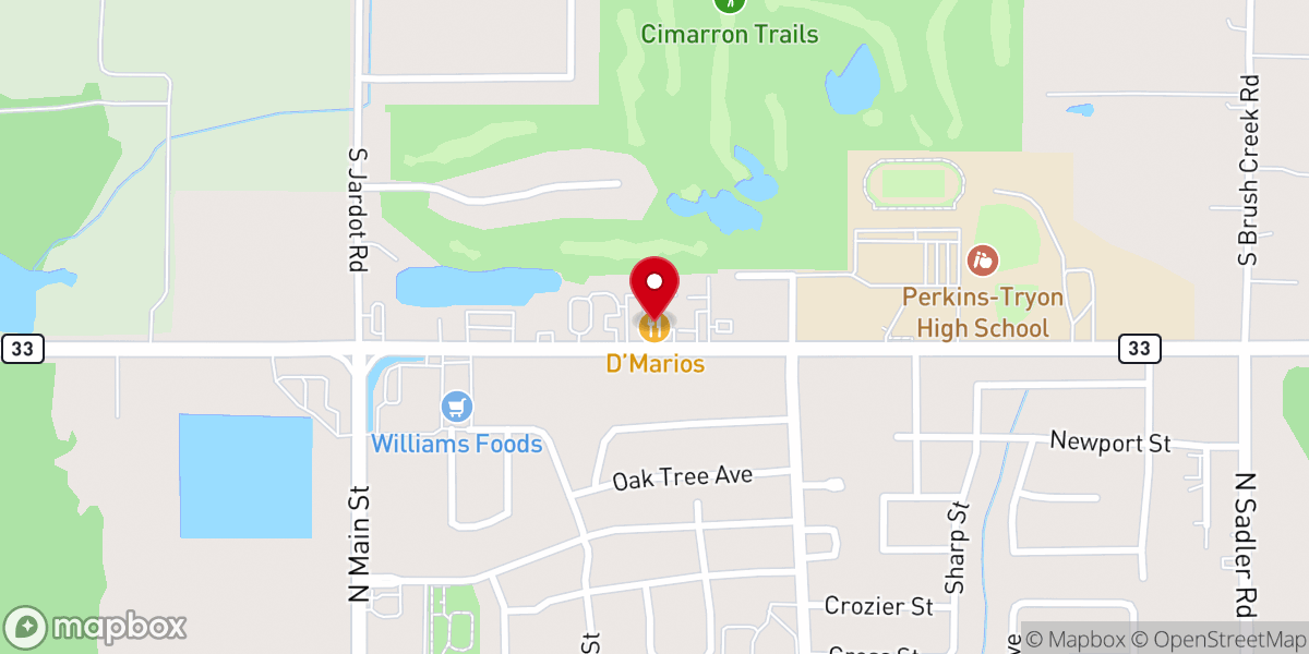 Map showing location of D'Mario's Pizza