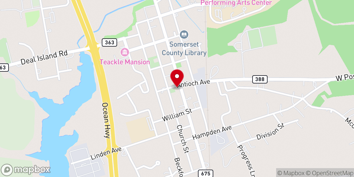 Map showing location of Antioch Church