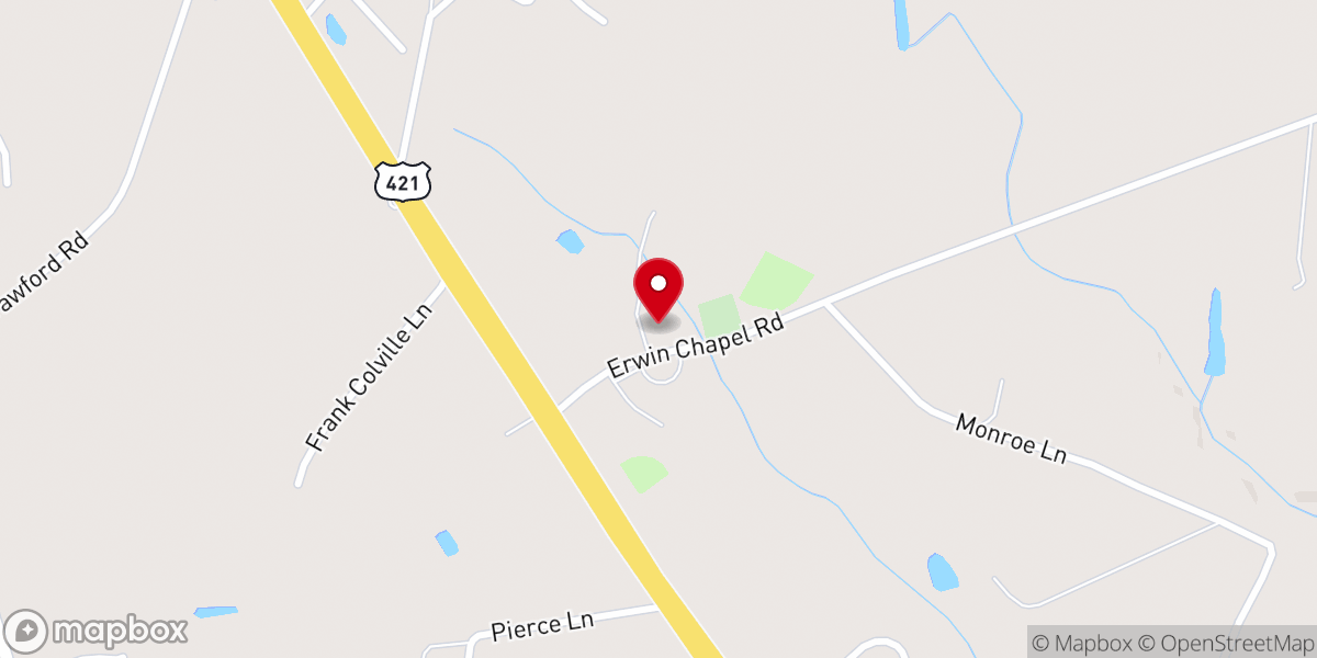 Map showing location of Erwin Chapel PFWB Church