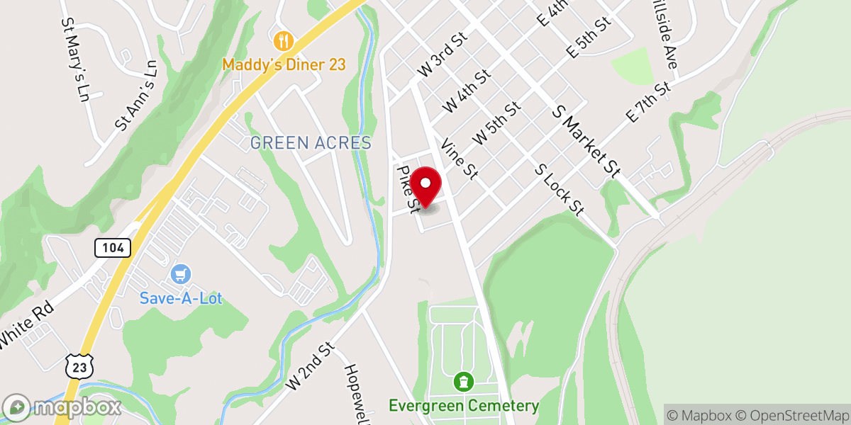 Map showing location of Waverly Bible Christian Church