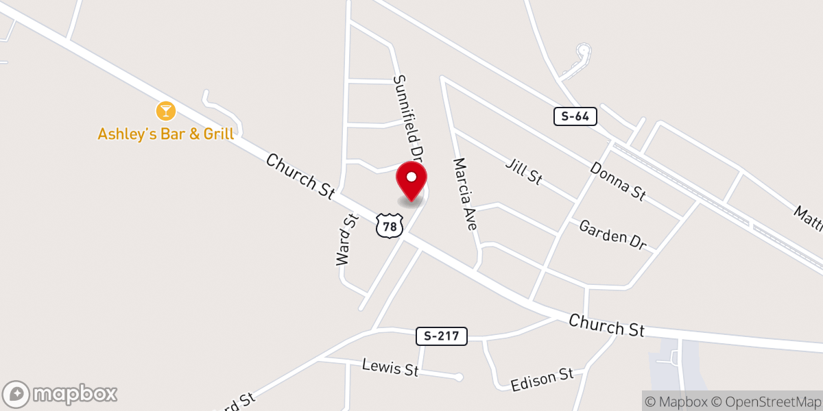 Map showing location of Moates Ernest C
