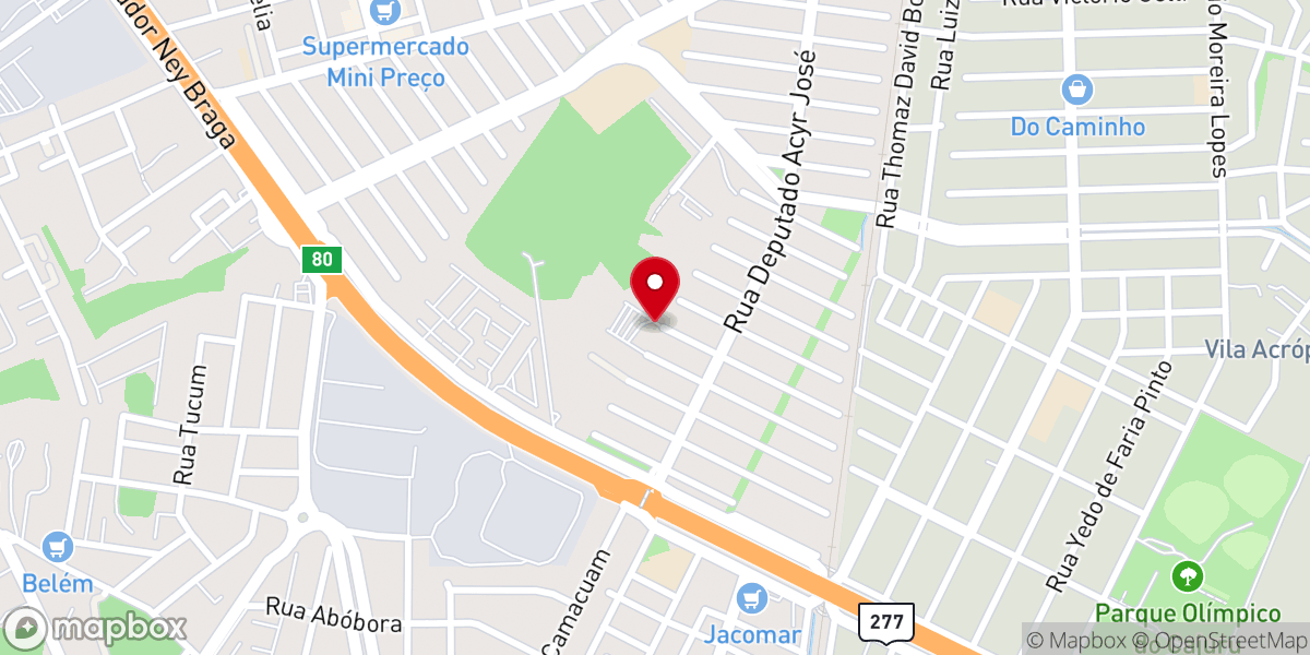 Map showing location of Igreja Batista Nacional no Cajuru