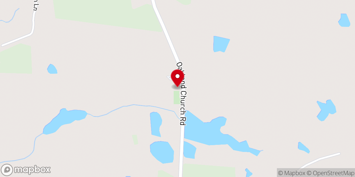 Map showing location of Oakland Baptist Church