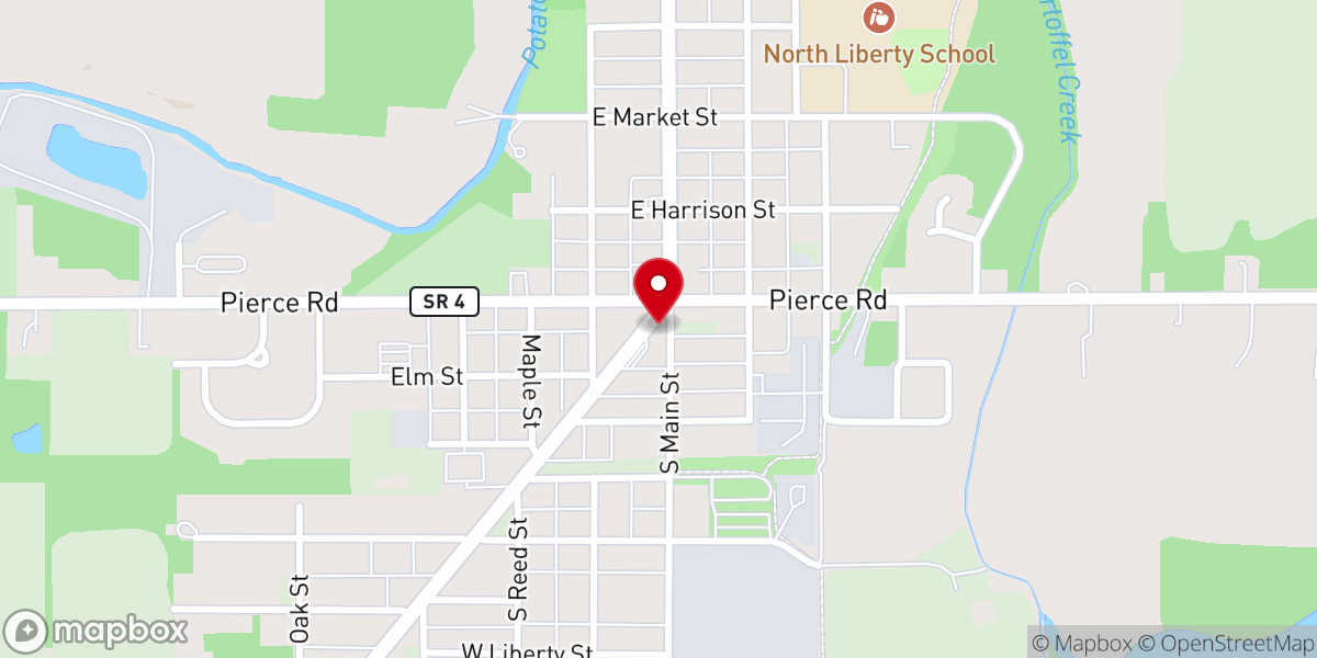 Map showing location of North Liberty United Methodist