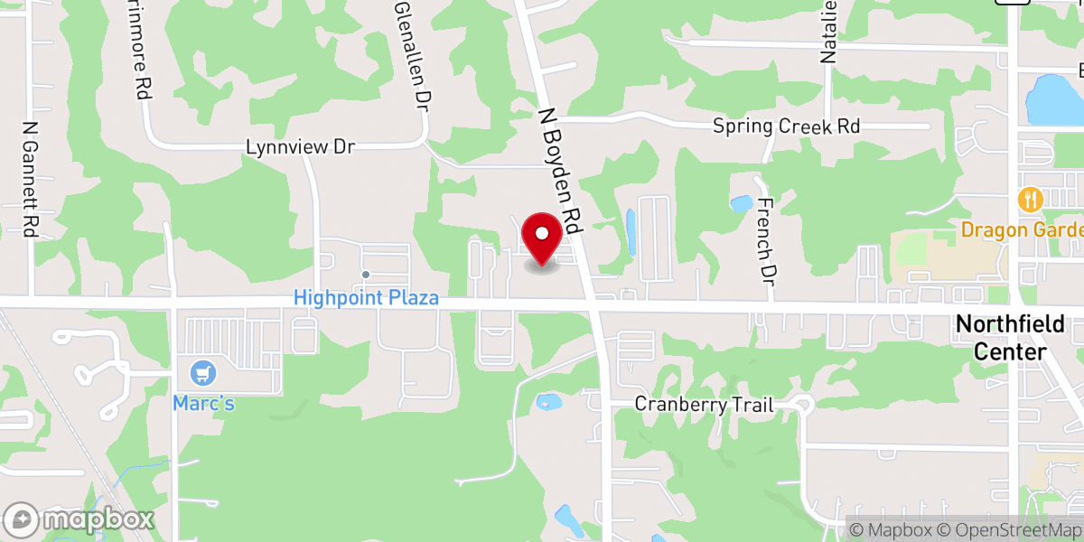 Map showing location of Northfield Baptist Church