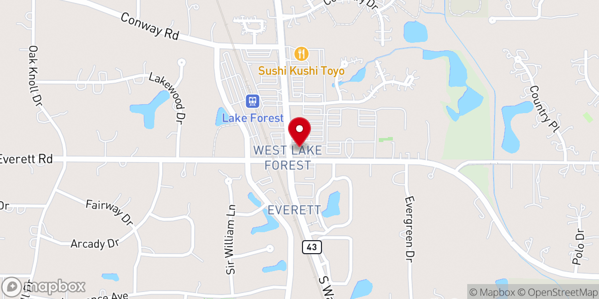 Map showing location of Grace Anglican Fellowship, Lake Forest, Illinois