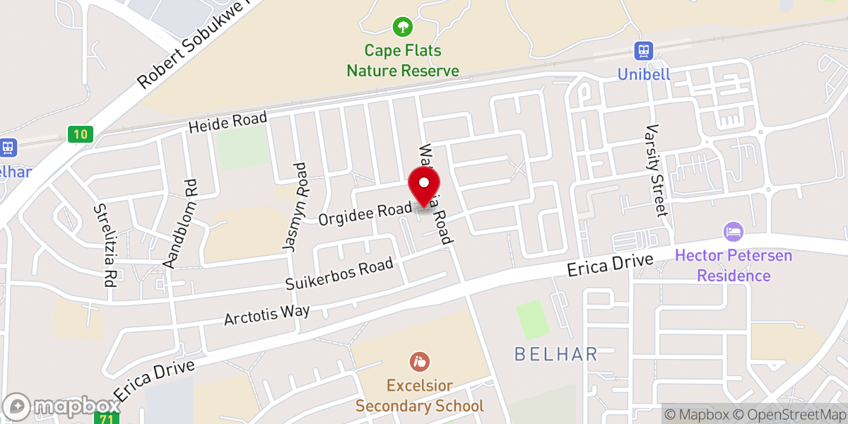 Map showing location of URCSA Belhar (VGK)