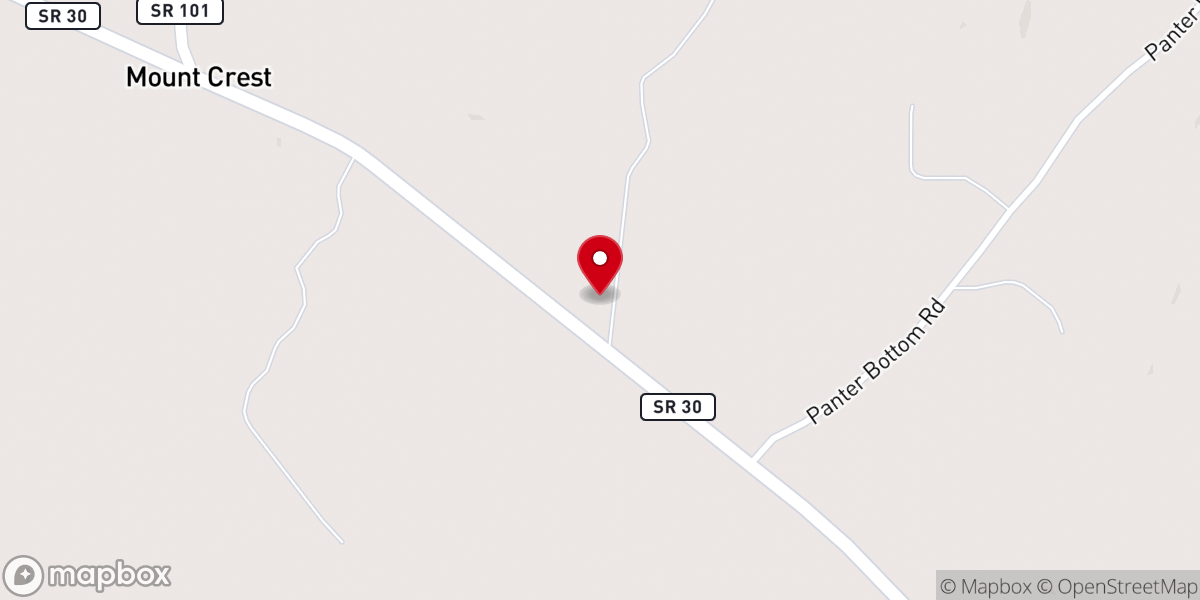 Map showing location of Mount Crest Church