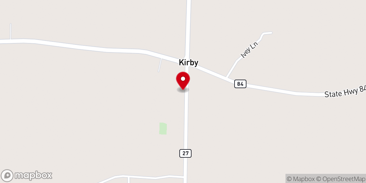 Map showing location of Kirby Church of Christ
