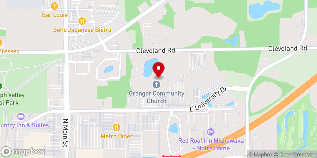 Map showing location of Granger Community Church